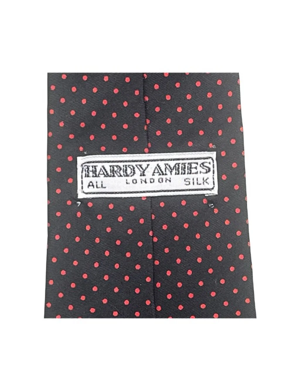 Hardy Amies London Silk Tie Black Red Polka Dot Classic Necktie Made in England